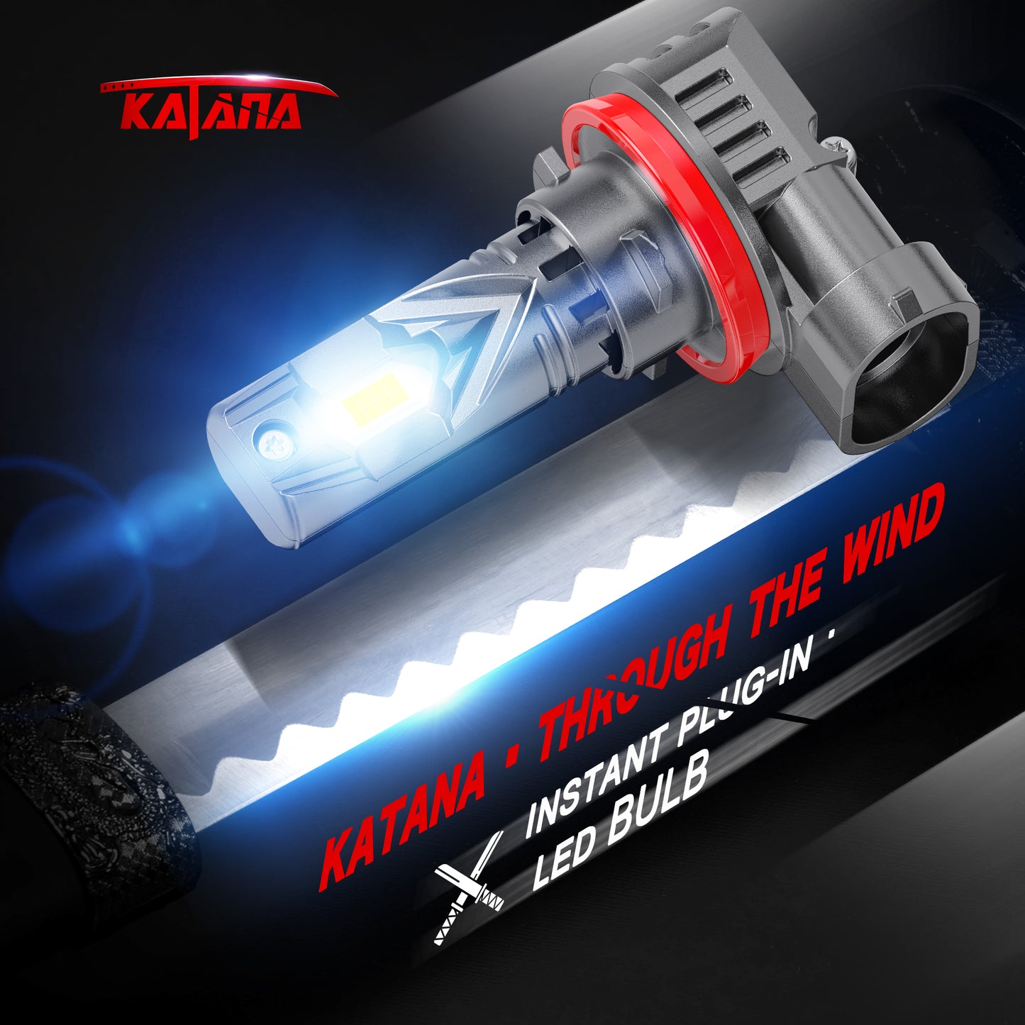 Katana Upgraded H11 Light Bulbs, 18000LM 6500K Xenon White Super Bright Mini Size with Cooling Fan, HB3 Canbus Ready Fog Light, Pack of 2