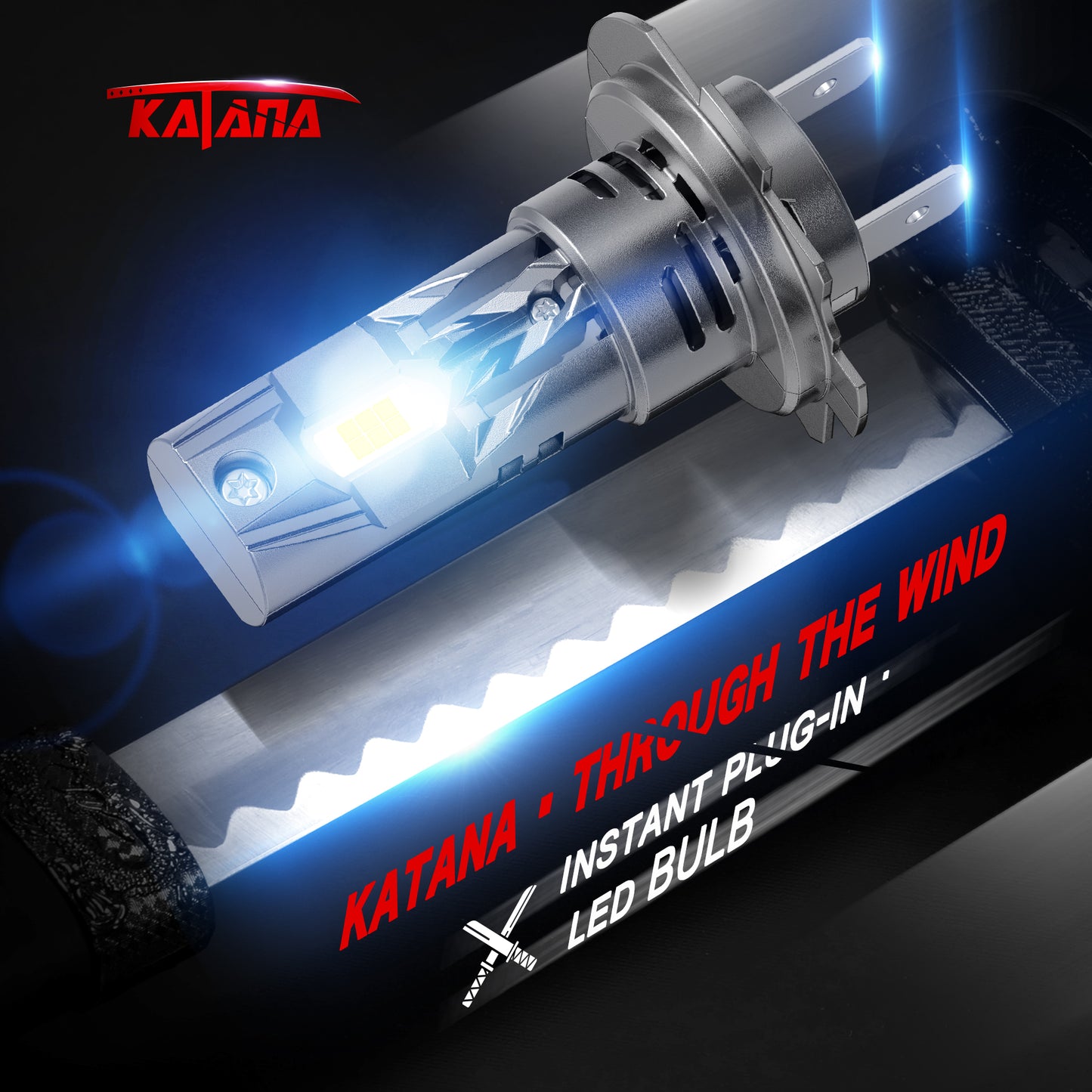 Katana Upgraded H7 Light Bulbs, 18000LM 6500K White Mini Size with Cooling Fan, Canbus Ready Fog Light, Pack of 2