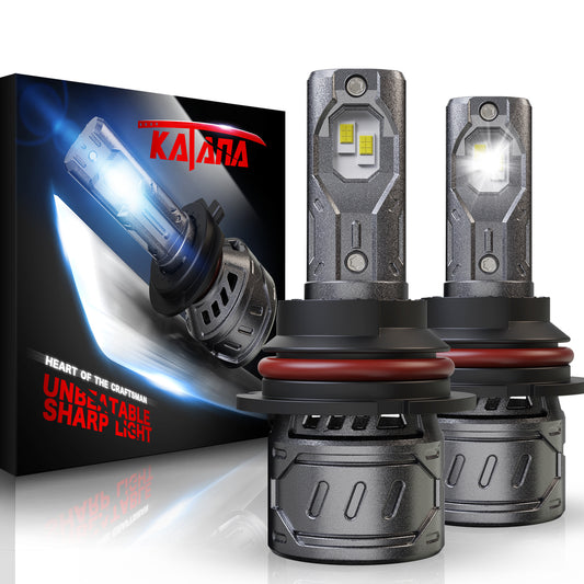 KATANA 9007 Light Bulb, HB5 Bulb 400% Brightness 6500K White Plug and Play Mini Size Fog Light Bulb of 2