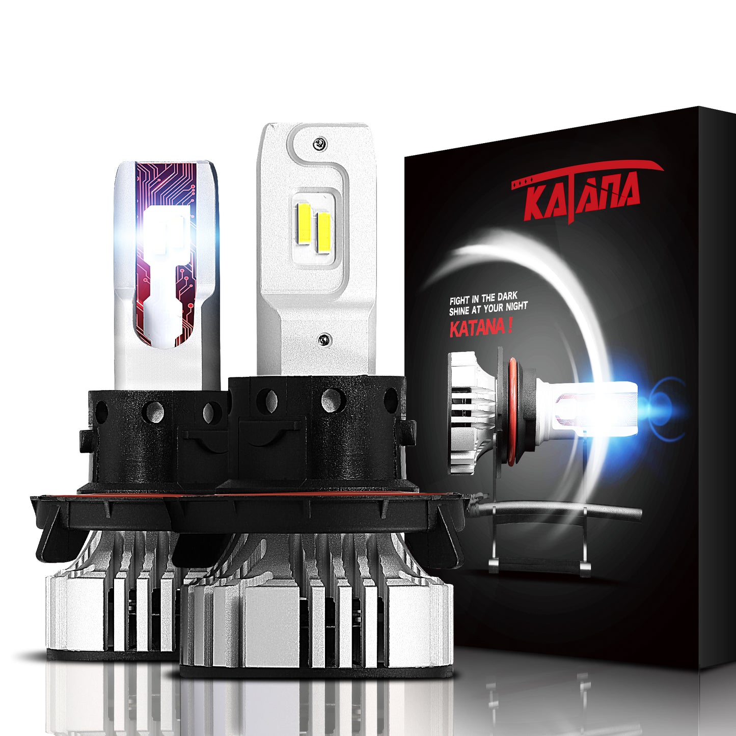 KATANA H13 9008 LED Bulbs- Adjustable Beam Design- 12000LM 72W 6500K Extremely Bright Halogen Replacement Pack of 2