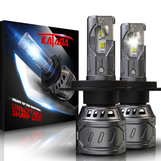 KATANA H4 Bulbs, 9003 Light Bulb 400% Brightness 6500K Xenon White Extremely Super Bright Plug and Play Mini Size Fog Light,Pack of 2