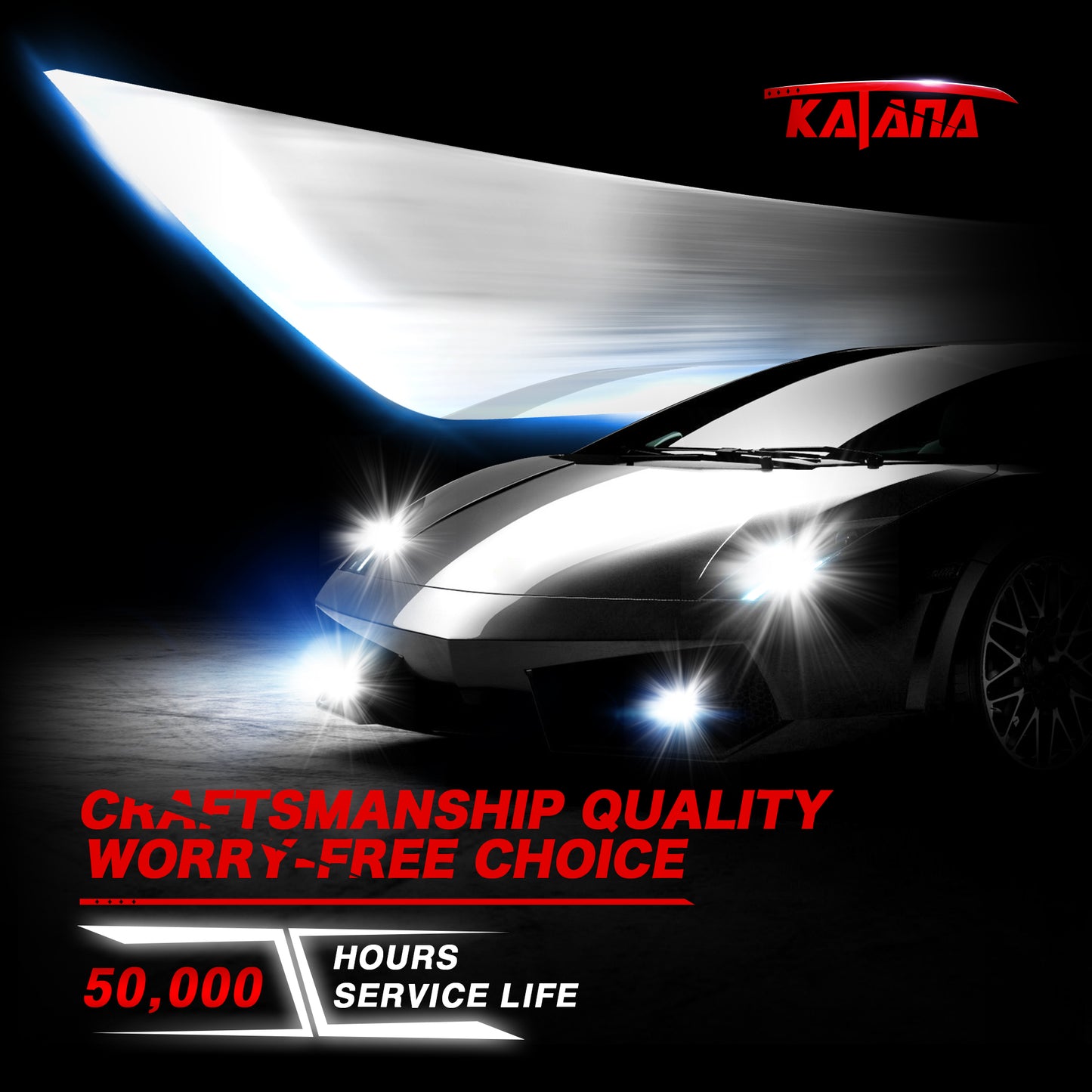 KATANA 9005 H11 Bulbs Combo, 800% Brightness 6500K White Plug and Play Mini Size Fog Bulb Pack of 4