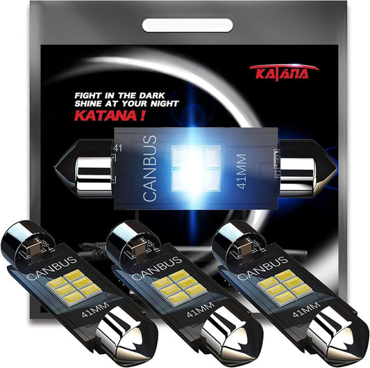 KATANA 41mm 42mm 212-2 211-2 LED Bulbs,Dome Courtesy Map Luggage Trunk Interior Door Vanity Mirror Engine Lights - CANBUS Error Free - 3020 Chips 6000K Cool White (Pack of 4)