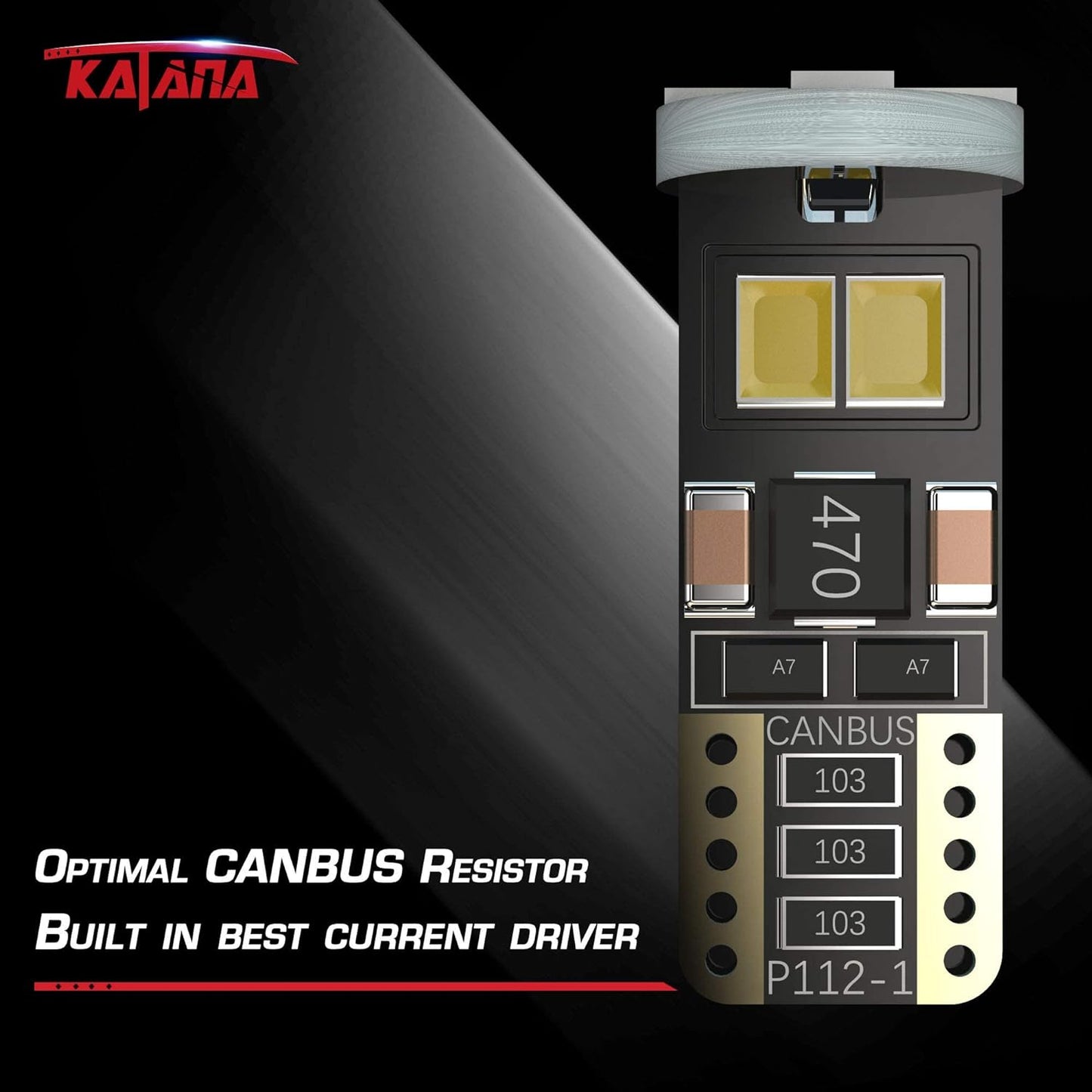 Katana T10 194 921 LED Bulbs,Dome Map Interior Door Backup Reverse License Plate Courtesy Parking Trunk Lights - CANBUS Error Free - 2835 Chips 6000K Cool White (Pack of 10)