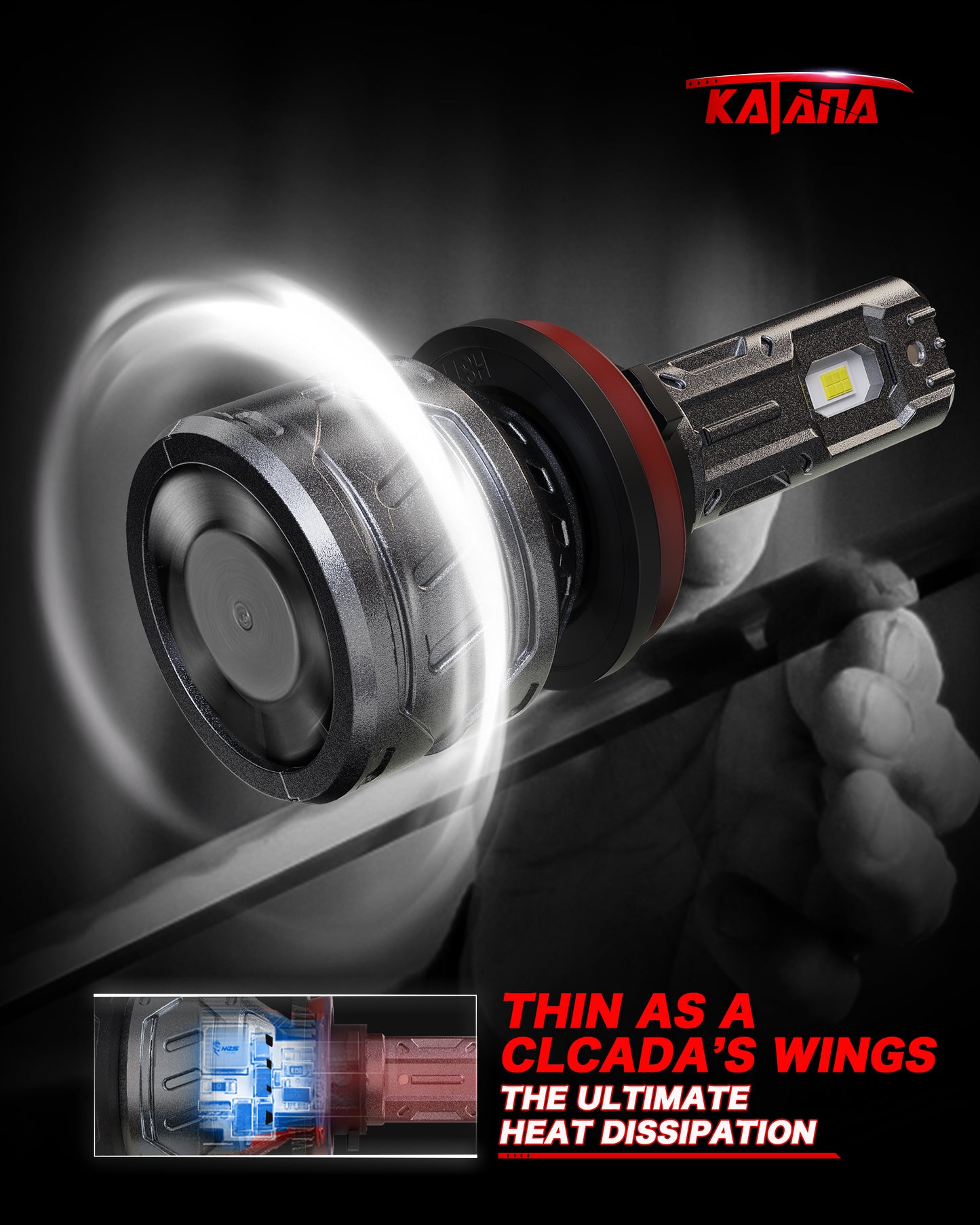 KATANA 9005 H11 Bulbs Combo, 800% Brightness 6500K White Plug and Play Mini Size Fog Bulb Pack of 4