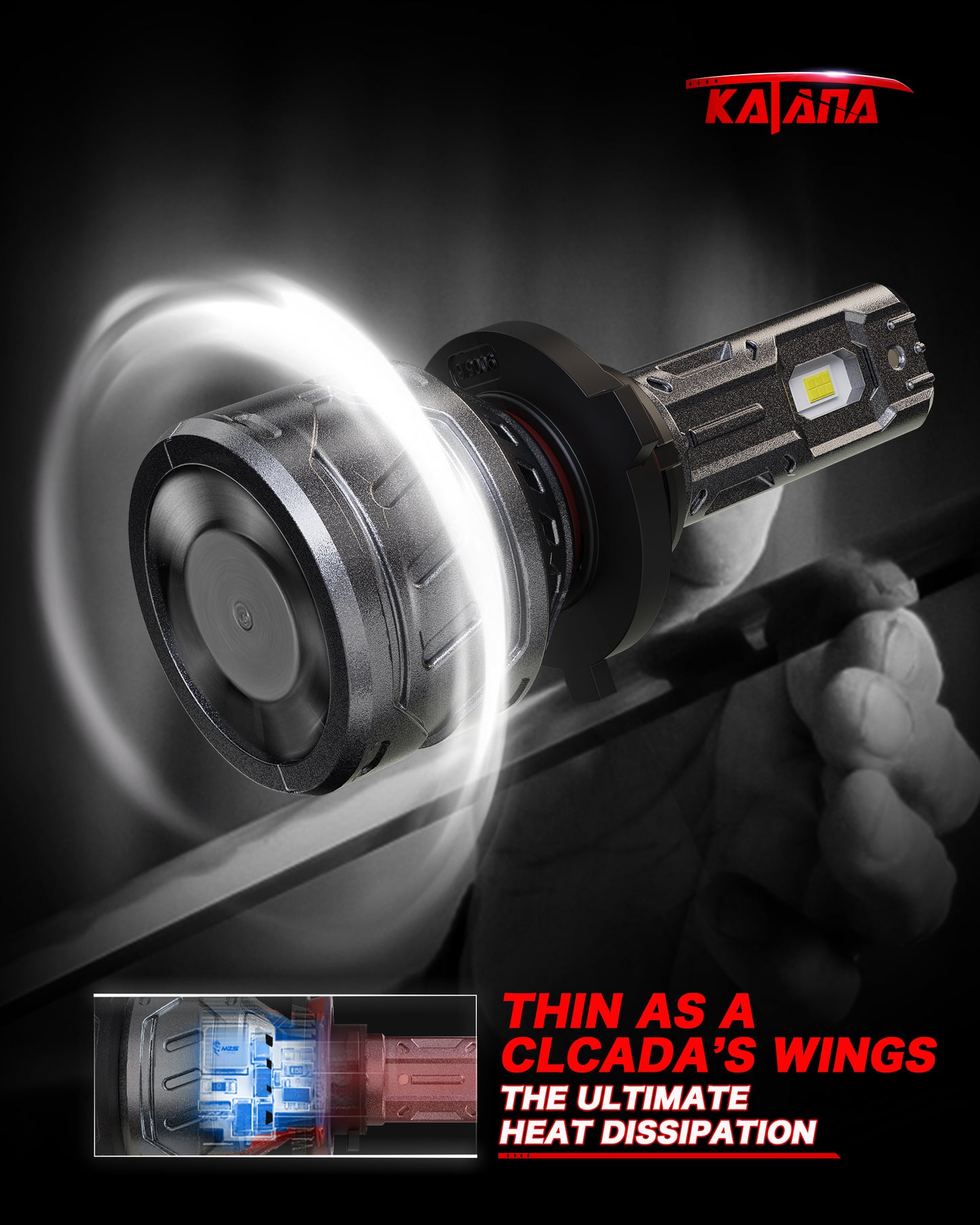 KATANA 9005 9006 Fog Light Combo, 800% Brightness 6500K White Plug and Play Mini Size Fog Bulb Pack of 4