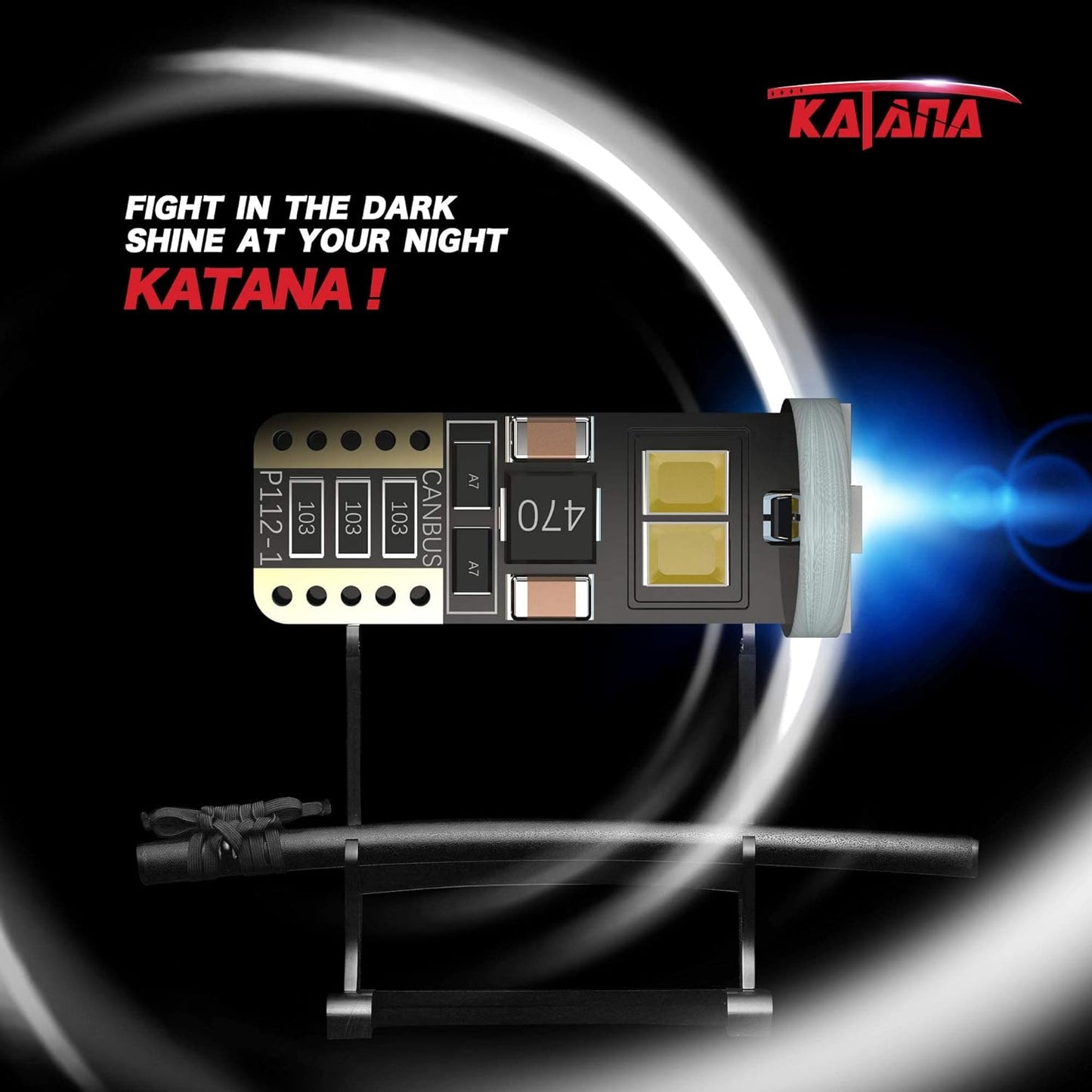 Katana T10 194 921 LED Bulbs,Dome Map Interior Door Backup Reverse License Plate Courtesy Parking Trunk Lights - CANBUS Error Free - 2835 Chips 6000K Cool White (Pack of 10)