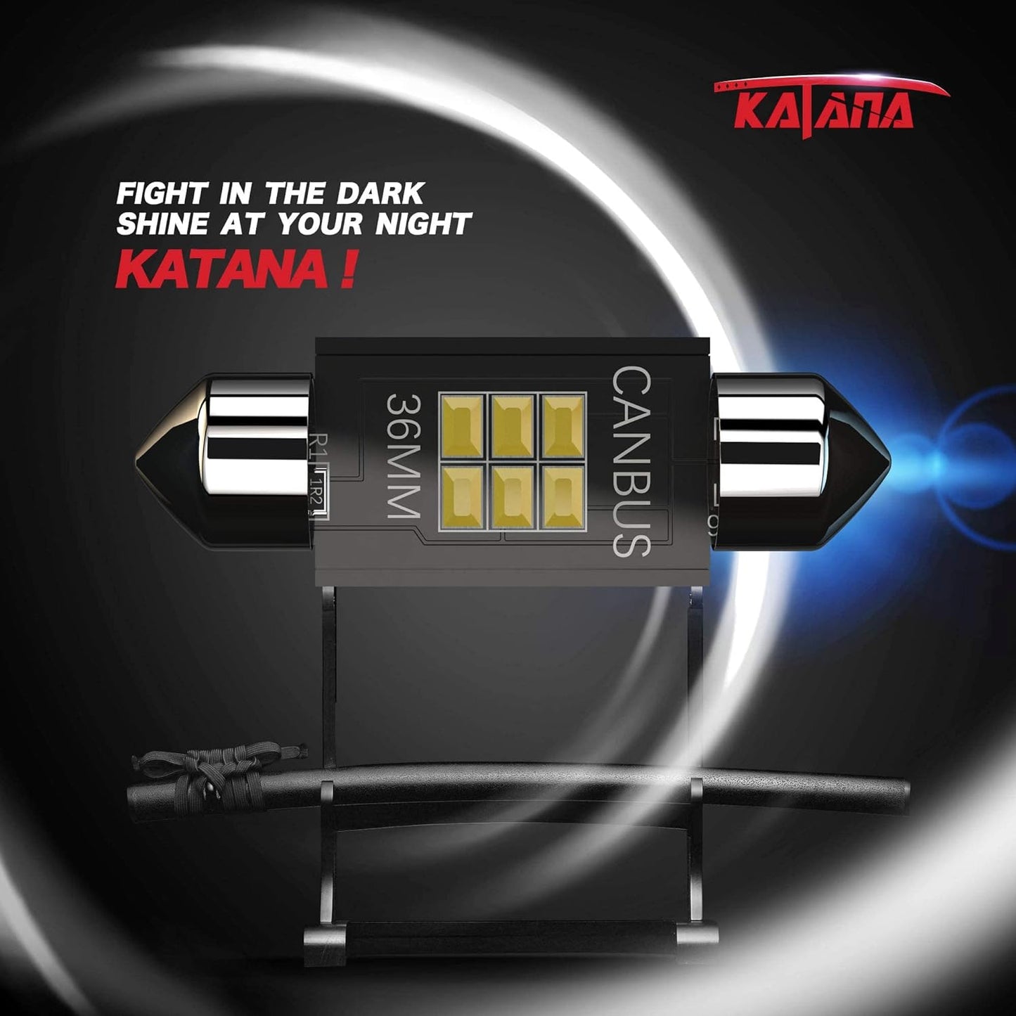 KATANA 36mm 6418 LED Bulbs,Dome License Plate Trunk Glove Box Courtesy Luggage Map Interior Door Lights - CANBUS Error Free - 3020 Chips 6000K Cool White(Pack of 4)