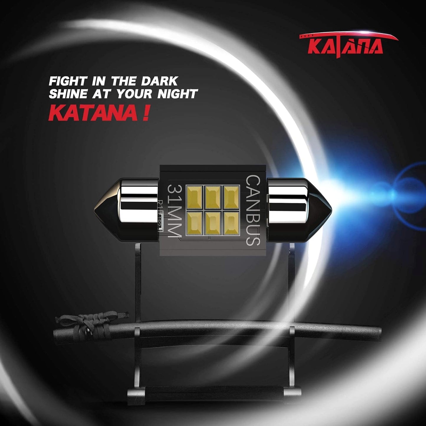 KATANA 31mm 3022 LED Festoon Bulbs,Dome Luggage Map Trunk Courtesy Glove Box Interior Door License Plate Lights - CANBUS Error Free - 3020 Chips 6000K Cool White (Pack of 4)