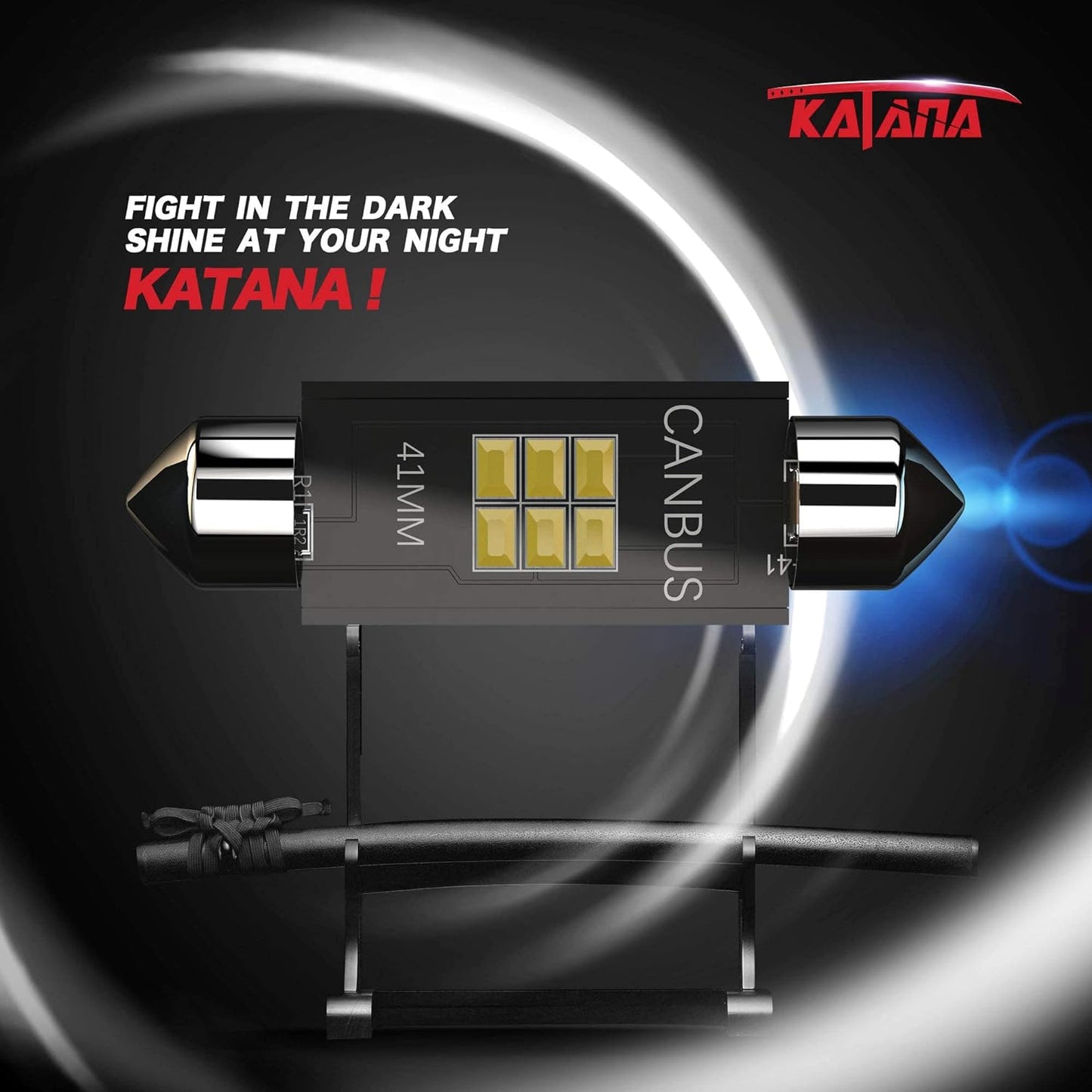 KATANA 41mm 42mm 212-2 211-2 LED Bulbs,Dome Courtesy Map Luggage Trunk Interior Door Vanity Mirror Engine Lights - CANBUS Error Free - 3020 Chips 6000K Cool White (Pack of 4)