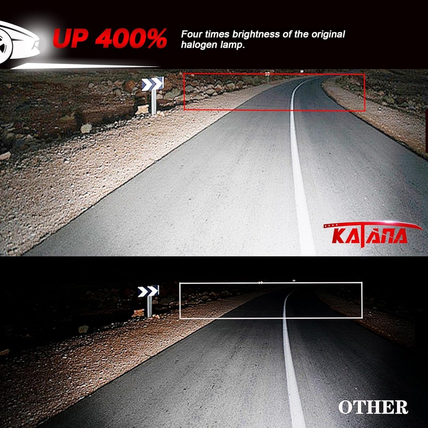 KATANA 9005 H11 Bulbs Combo, 800% Brightness 6500K White Plug and Play Mini Size Fog Bulb Pack of 4